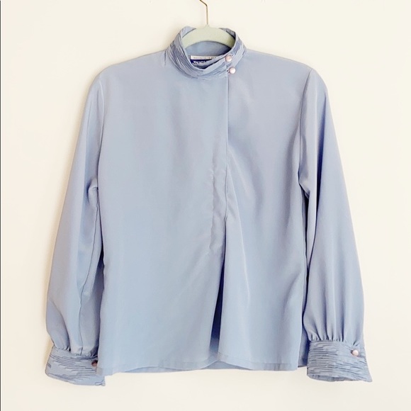 $5 $5 $5 Vintage 1970s Pendleton Blue Pearl Buttons Long Sleeve Blouse Top Sz4 - Picture 1 of 5